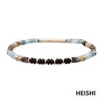 Inox Tundra (Labradorite / Aquamarine / Moonstone) Heishi Bead Bracelet 7.75"