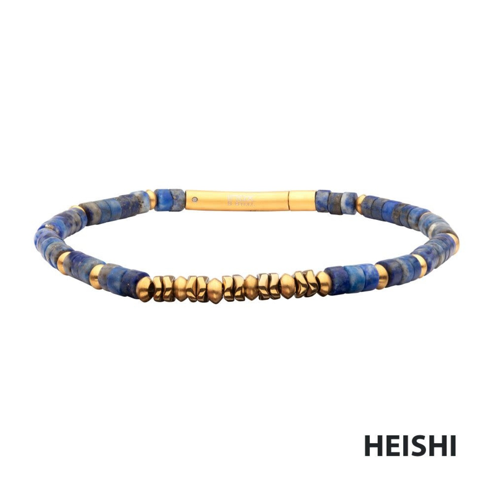Inox SkyWeaver (Hematite / Lapis Lazuli) Heishi Bead Bracelet 7.75"
