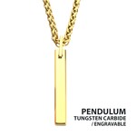 Inox 18Kt Gold IP Tungsten Carbide Monolith Engravable Pendant 24"