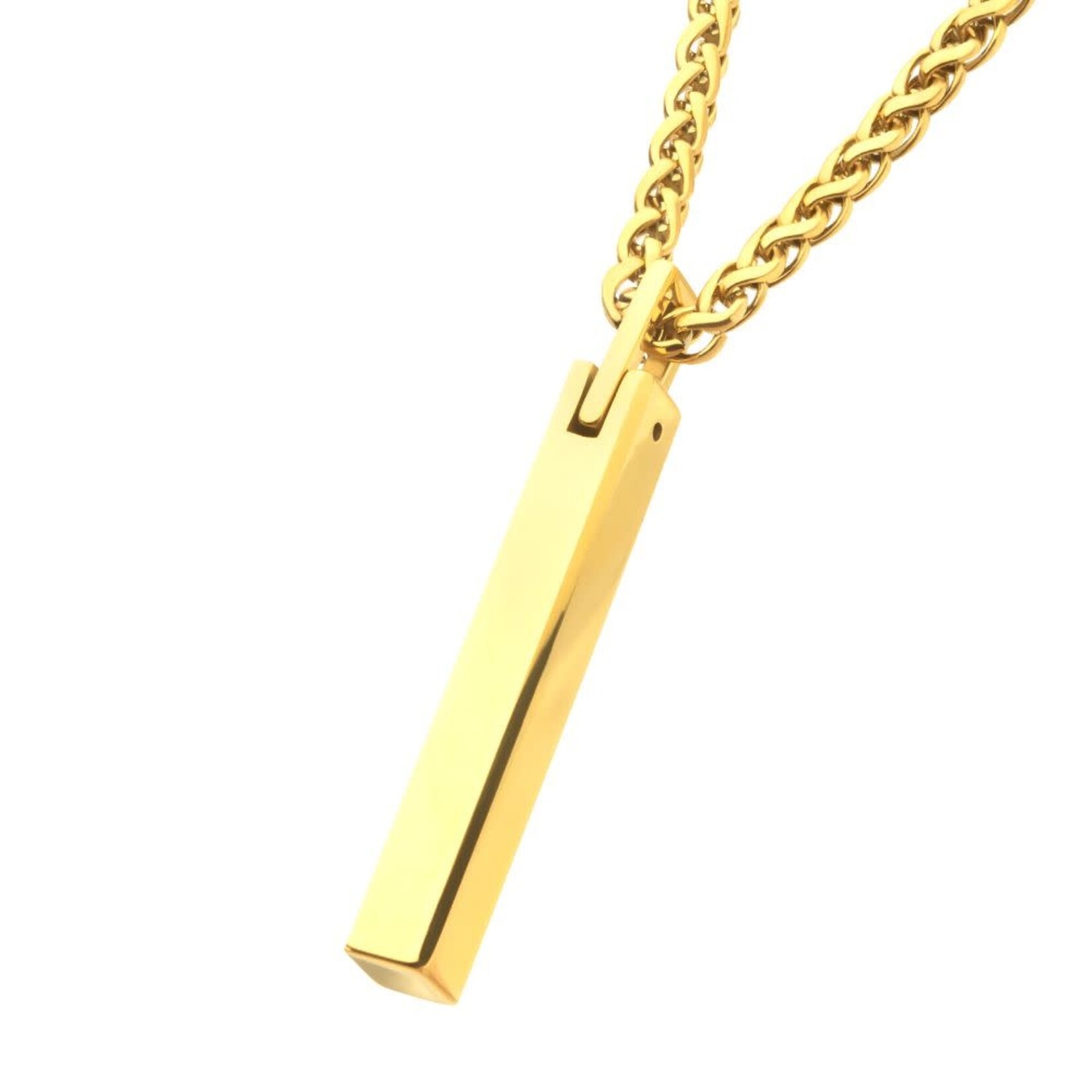 Inox 18Kt Gold IP Tungsten Carbide Monolith Engravable Pendant 24"