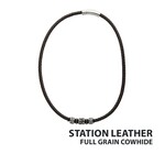 Inox Brown Full Grain Cowhide Leather Braided Necklace with Antiqued Finish Beads 19.5"
