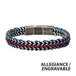 Inox Antique Finish Blue IP Stainless Steel Foxtail Chain with Red Wax Cord Bracelet 7.75"-8.25"