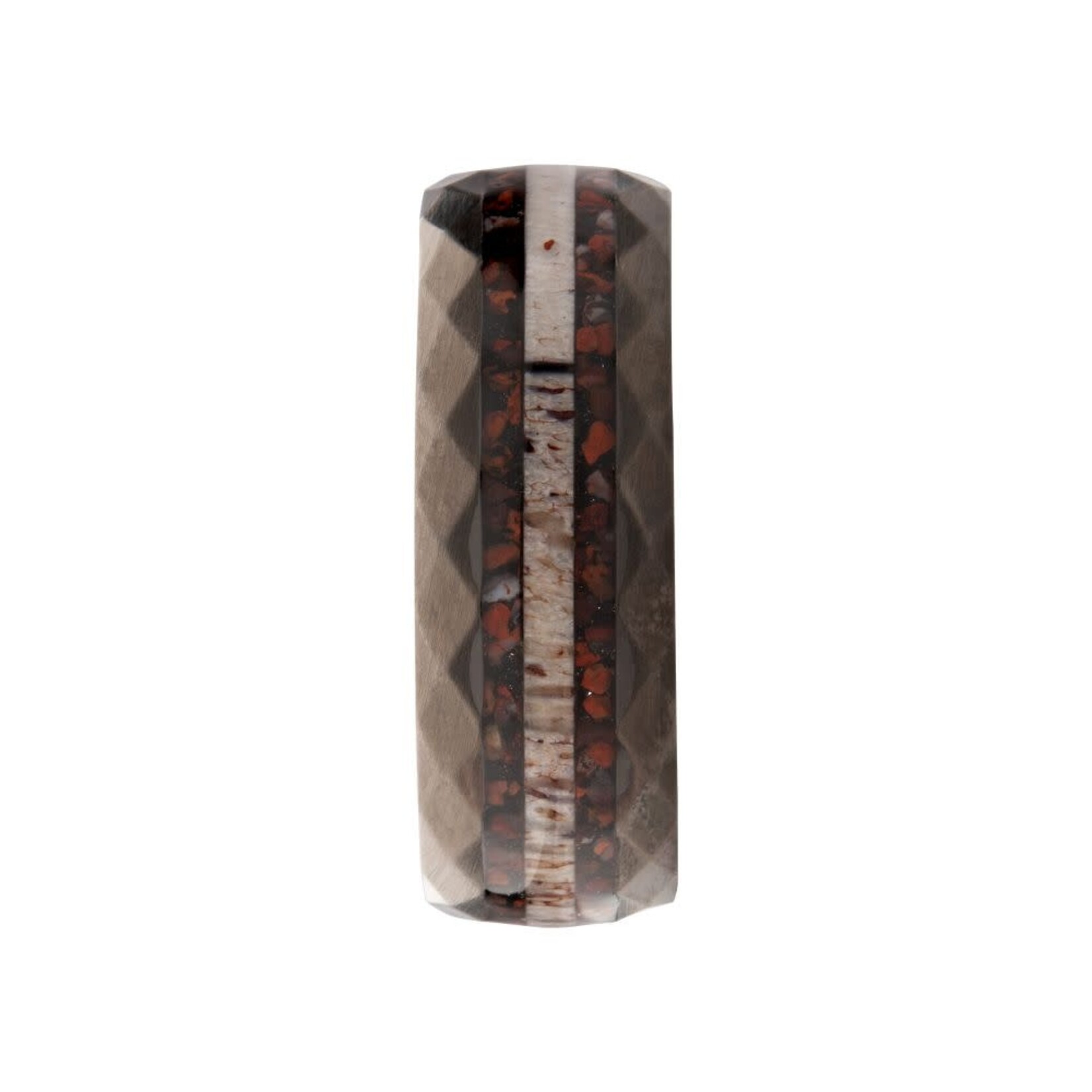 Inox Gun Metal IP Steel Matte Finish Dinosaur Bone & Deer Antler Inlay Comfort Fit Ring