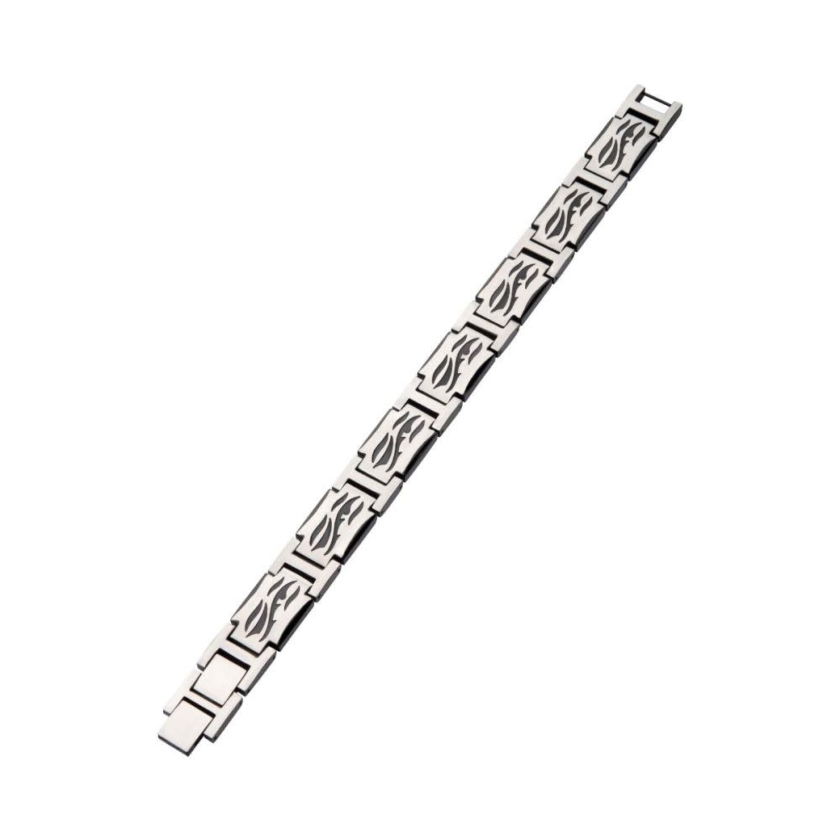 Inox Black IP Steel with Tribal Cut Out Design H-Link Bracelet 8.25"-8.75"
