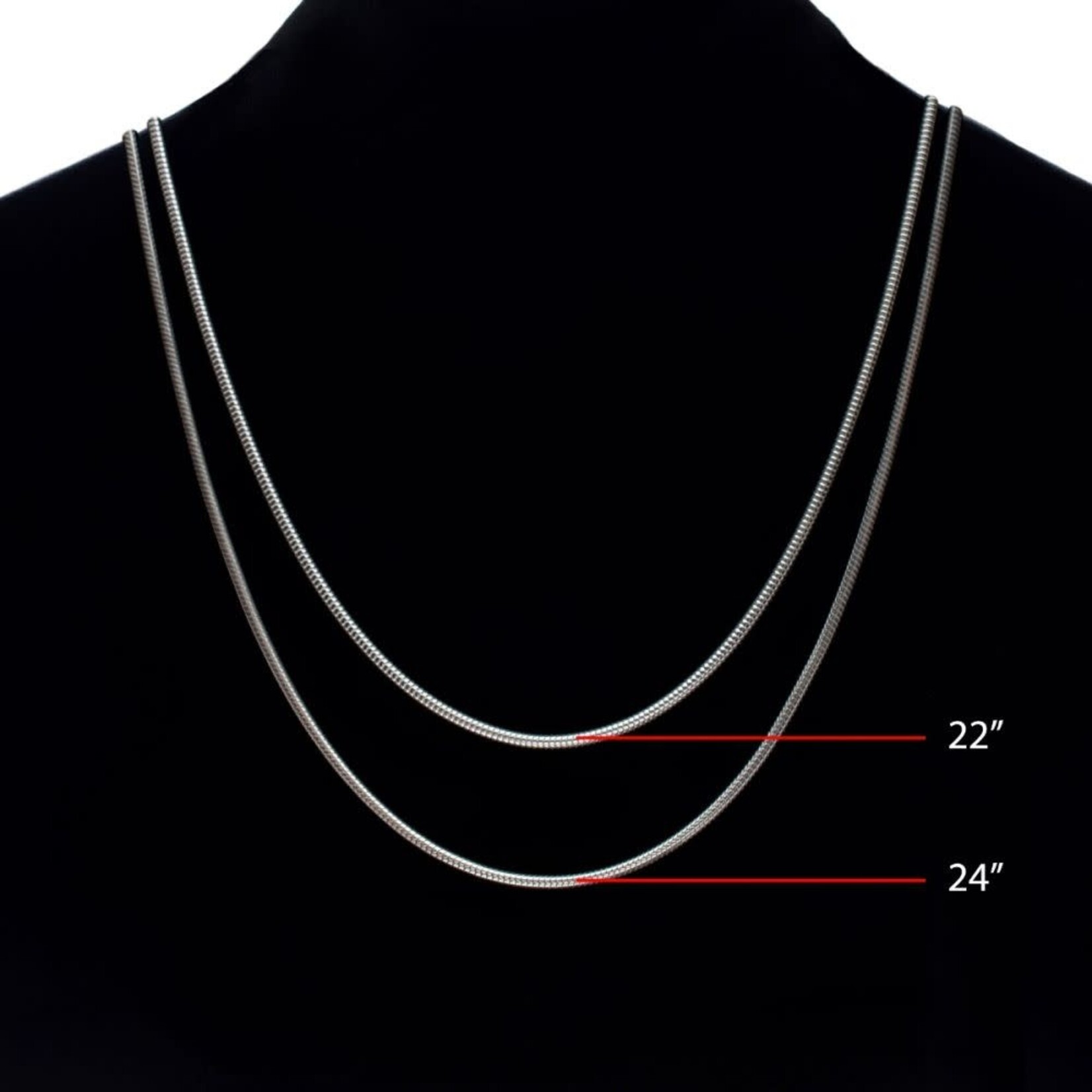 Inox 1.5mm 925 Italy Silver Polished Finish Snake Chain Necklace with Flat Lobster Clasp 22"
