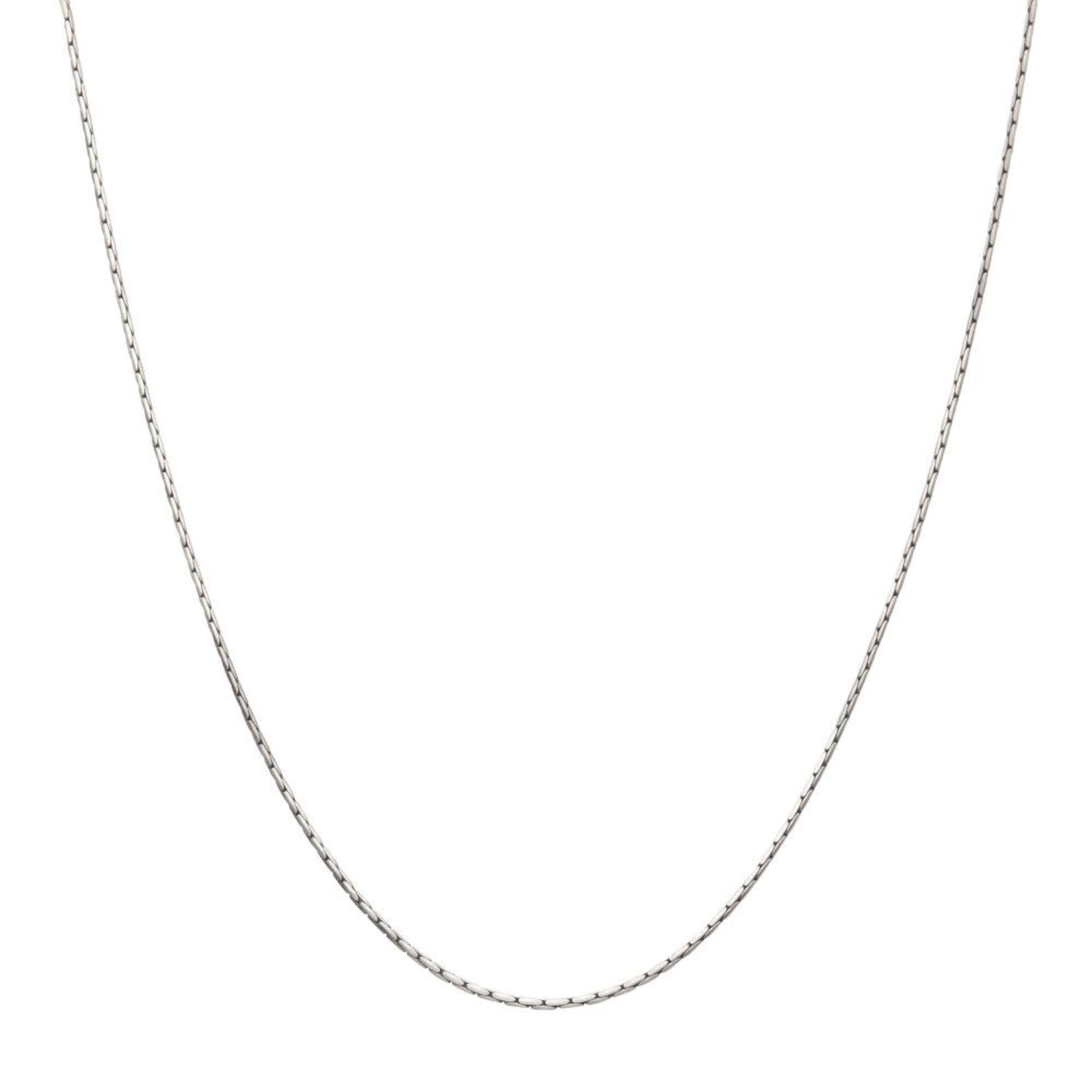 Inox 1.5mm 925 Italy Silver Black Rhodium Plated Brushed Satin Finish Boston Chain Necklace 22"