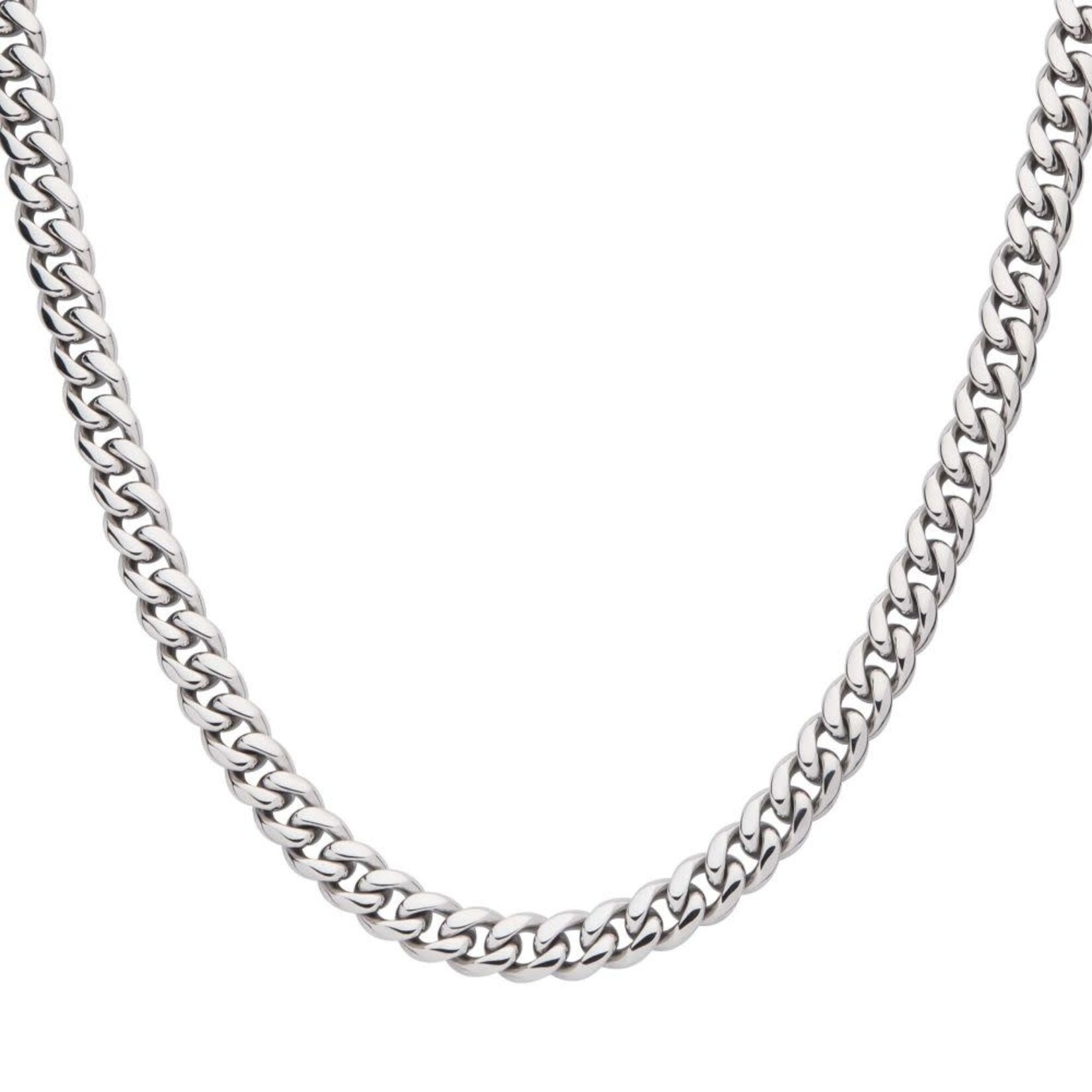 Inox 8mm Steel Miami Cuban Chain Necklace with CNC Precision Set CZ Double Tab Box Clasp 22"