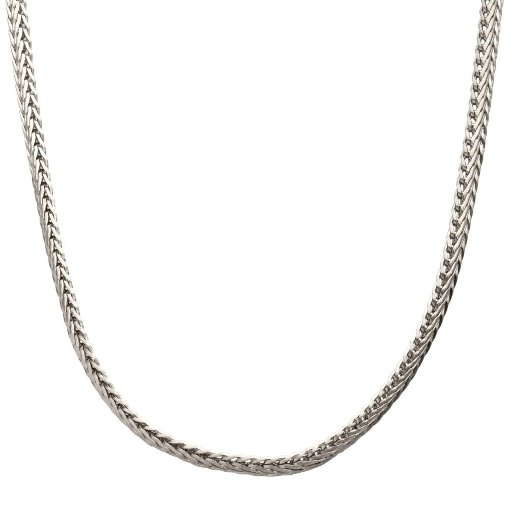Inox Brushed Matte Finish Stainless Steel Double Diamond Cut Spiga Chain Necklace 22"