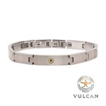 Inox 1.6mm Genuine Black Sapphire Gem on Matte Finish Steel Adjustable Link Bracelet 7.5"-8.5"