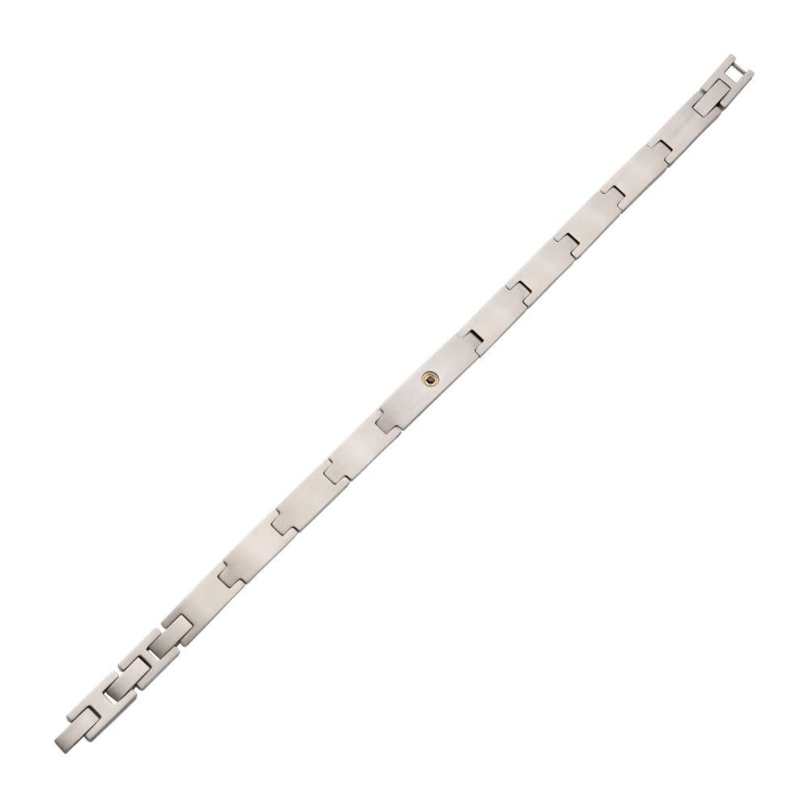 Inox 1.6mm Genuine Black Sapphire Gem on Matte Finish Steel Adjustable Link Bracelet 7.5"-8.5"