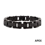 Inox Black IP Steel with Matte Finish Pyramid Stud Pattern & High Polished Finish Link Bracelet 8.25"-8.75"