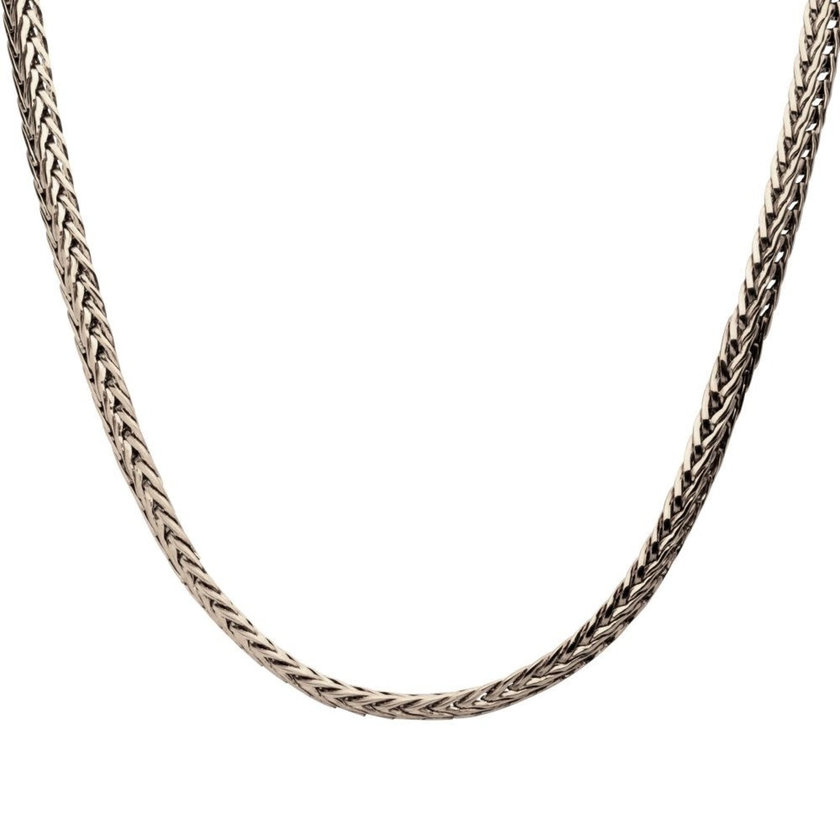 Inox High Polished Finish Stainless Steel Double Diamond Cut Spiga Chain Necklace 24"