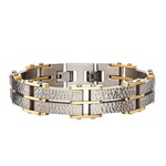 Inox Two Tone Gold Hammered Modern Bracelet 8.25"-8.75"