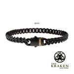 Inox 6mm Black IP Steel Matte Finish Miami Cuban Chain Bracelet with 1mm Genuine Black Sapphire Gem 8"