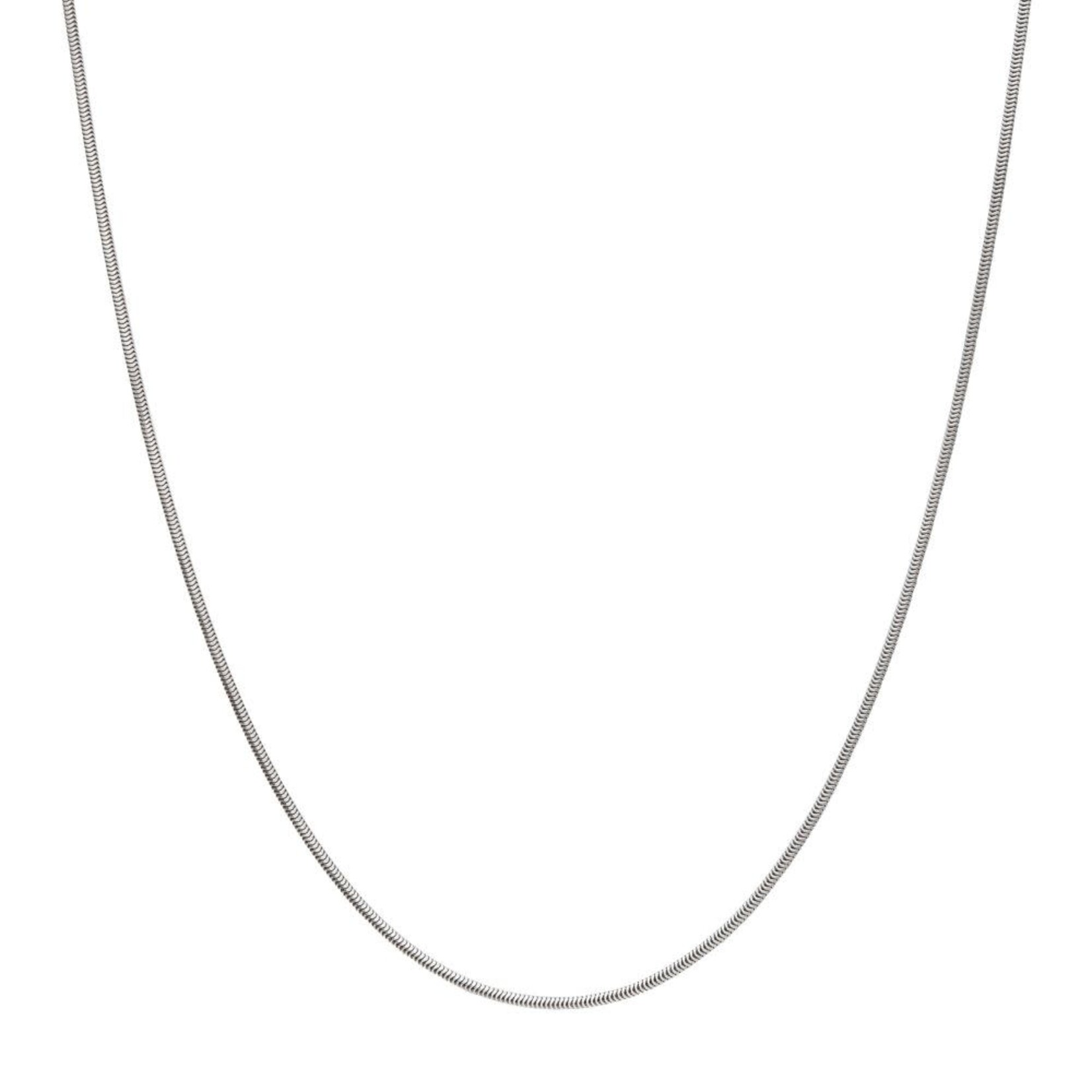 Inox 1.5mm 925 Italy Silver Black Rhodium Plated Brushed Satin Finish Snake Chain Necklace 22"