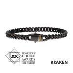 Inox 8mm Black IP Steel Matte Finish Miami Cuban Chain with Genuine Black Sapphires Bracelet 8.5"