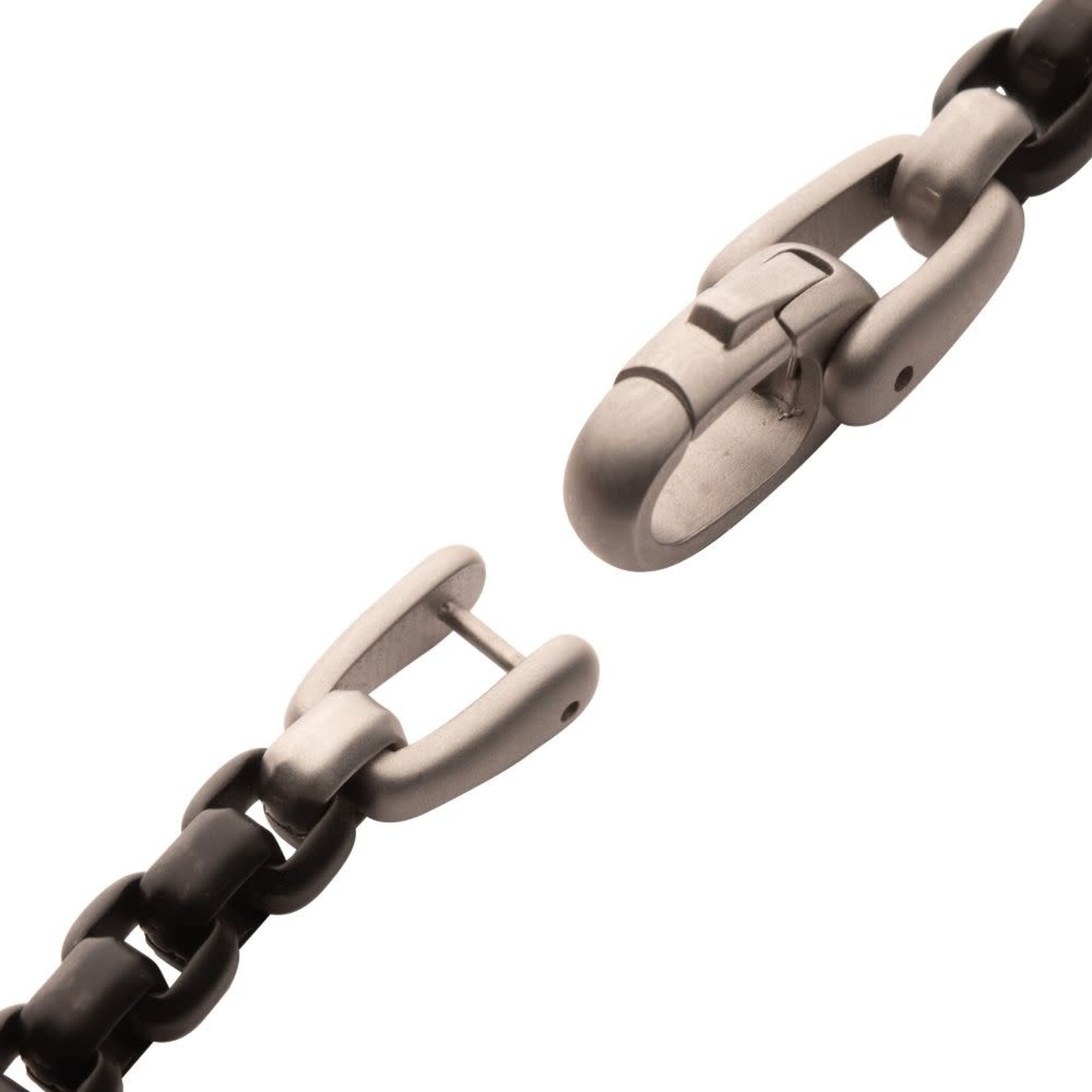 Inox Black IP Steel Box Chain Bracelet with Damascus Steel Plate 8"