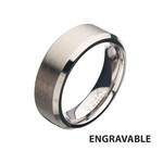 Inox 8mm Matte Finish Stainless Steel Beveled Comfort Fit Ring