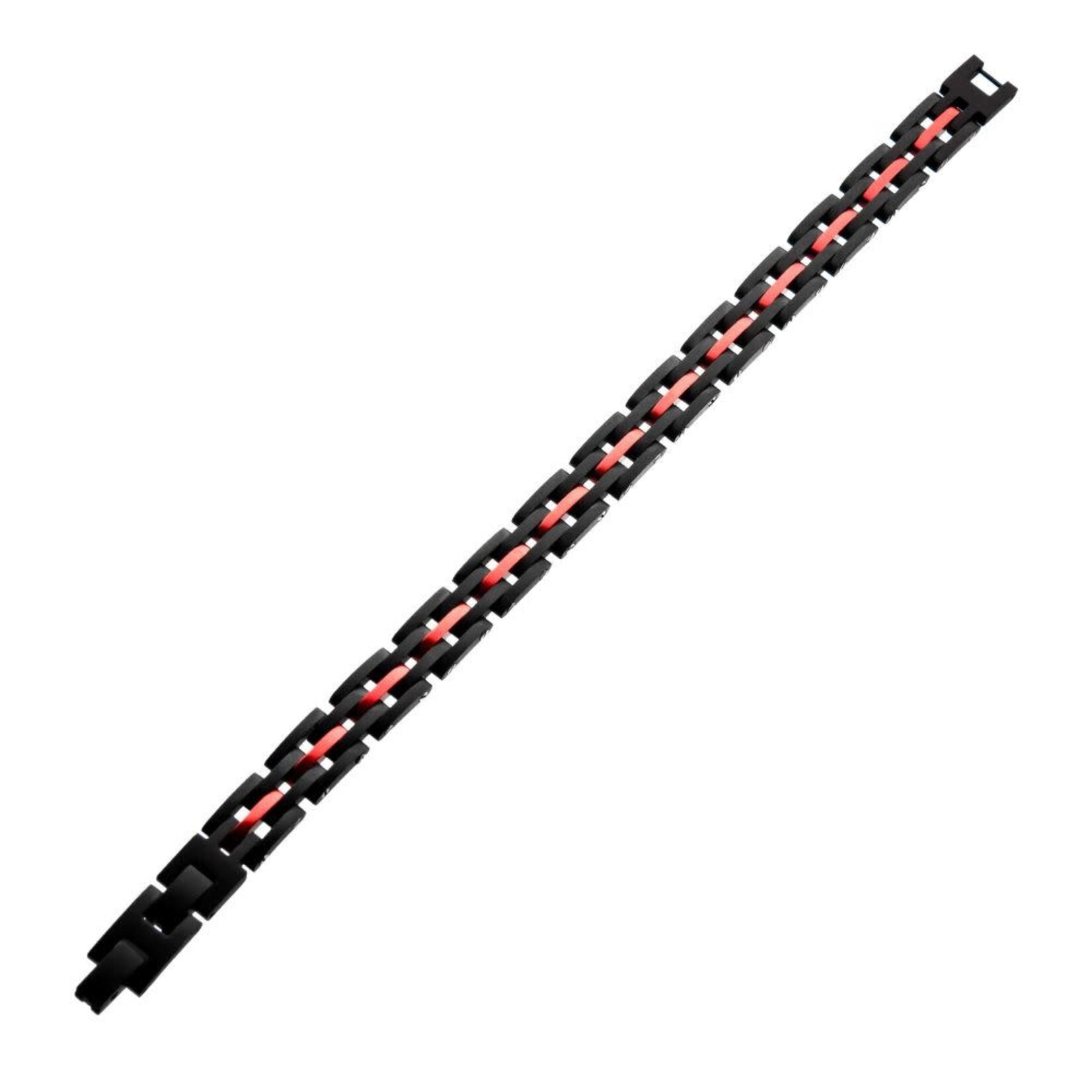 Inox Dante - Black & Red Steel & Link Sizeable Bracelet 7.75"-8.75"