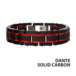 Inox Dante - Black & Red Steel Matte  Carbon Fiber & Link Sizeable Bracelet 7.75"-8.25"