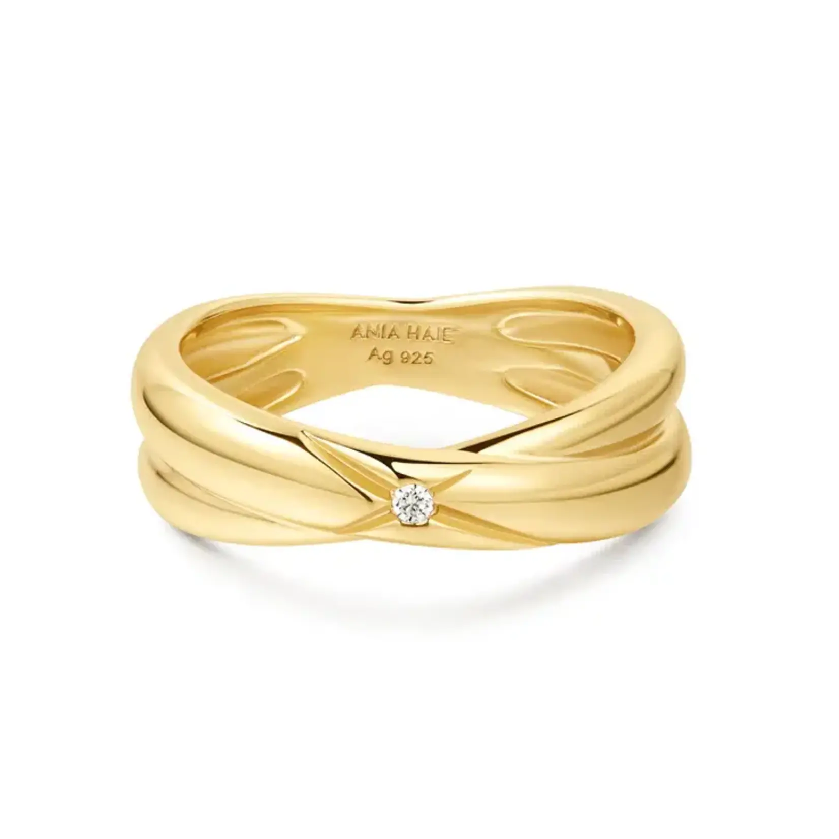 Ania Haie 14K YG Plated Double Crossover Ring 7.5