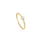 Ania Haie 14kt Gold White Sapphire Band Ring -7