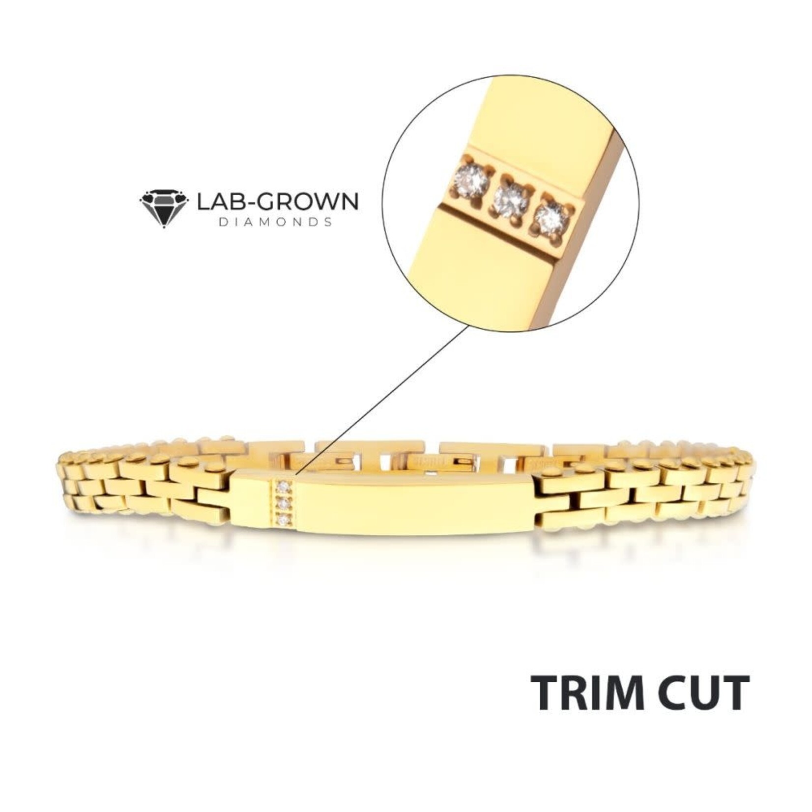 Inox 6mm 18K Gold Plated Trim Cut Tennis with Diamond 7.25"-8.25"