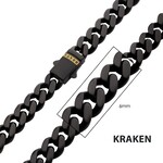 Inox 6mm Stainless Steel Black Cuban Chain w/ Black Sapphires Chain 24"