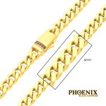 Inox 6mm 18Kt Gold IP Steel Matte Finish Miami Cuban Chain Necklace Genuine Black Sapphire 22"