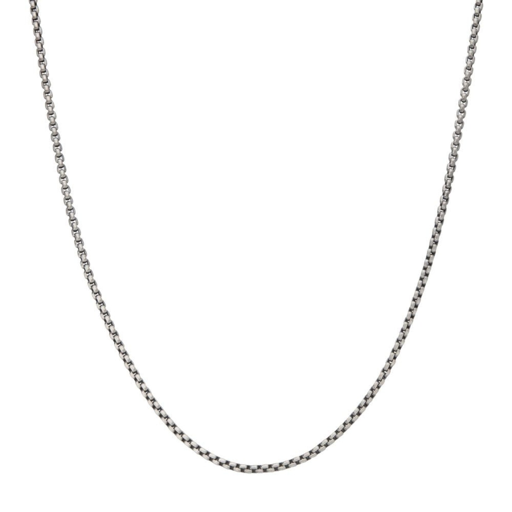 Inox 2.6mm 925 Italy Silver Black Rhodium Plated Brushed Satin Finish Box Chain Necklace 22"