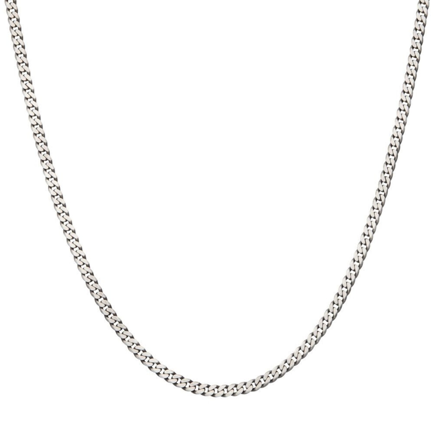 Inox 4.4mm 925 Italy Silver Black Rhodium Plated Brushed Satin Finish Diamond Cut Curb Chain Necklace 24"