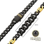 Inox 6mm Black IP Steel Matte Finish Miami Cuban Chain Necklace with Genuine Black Sapphire Gem 22"