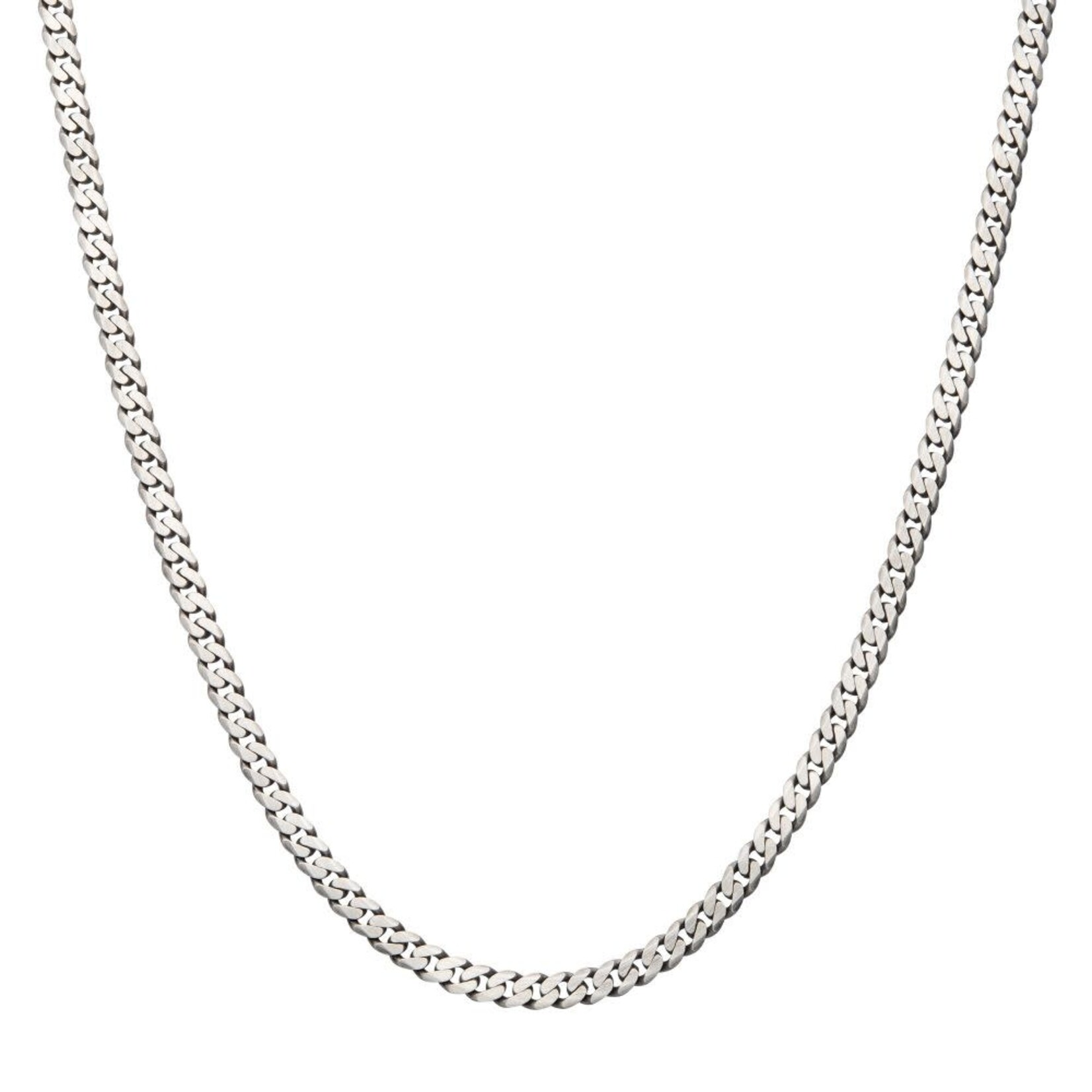 Inox 5.4mm 925 Italy Silver Black Rhodium Plated Brushed Satin Finish Diamond Cut Curb Chain Necklace 22"