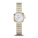 Bering Two Tone Silver/Gold Links, Gold Frame, White MOP Face Watch