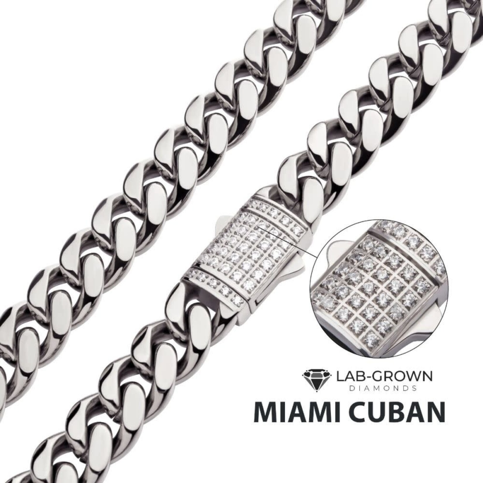 Inox 10mm Miami Cuban Diamond Clasp 22"