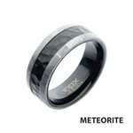 Inox Meteorite Edge Black IP Steel Hammered Ring