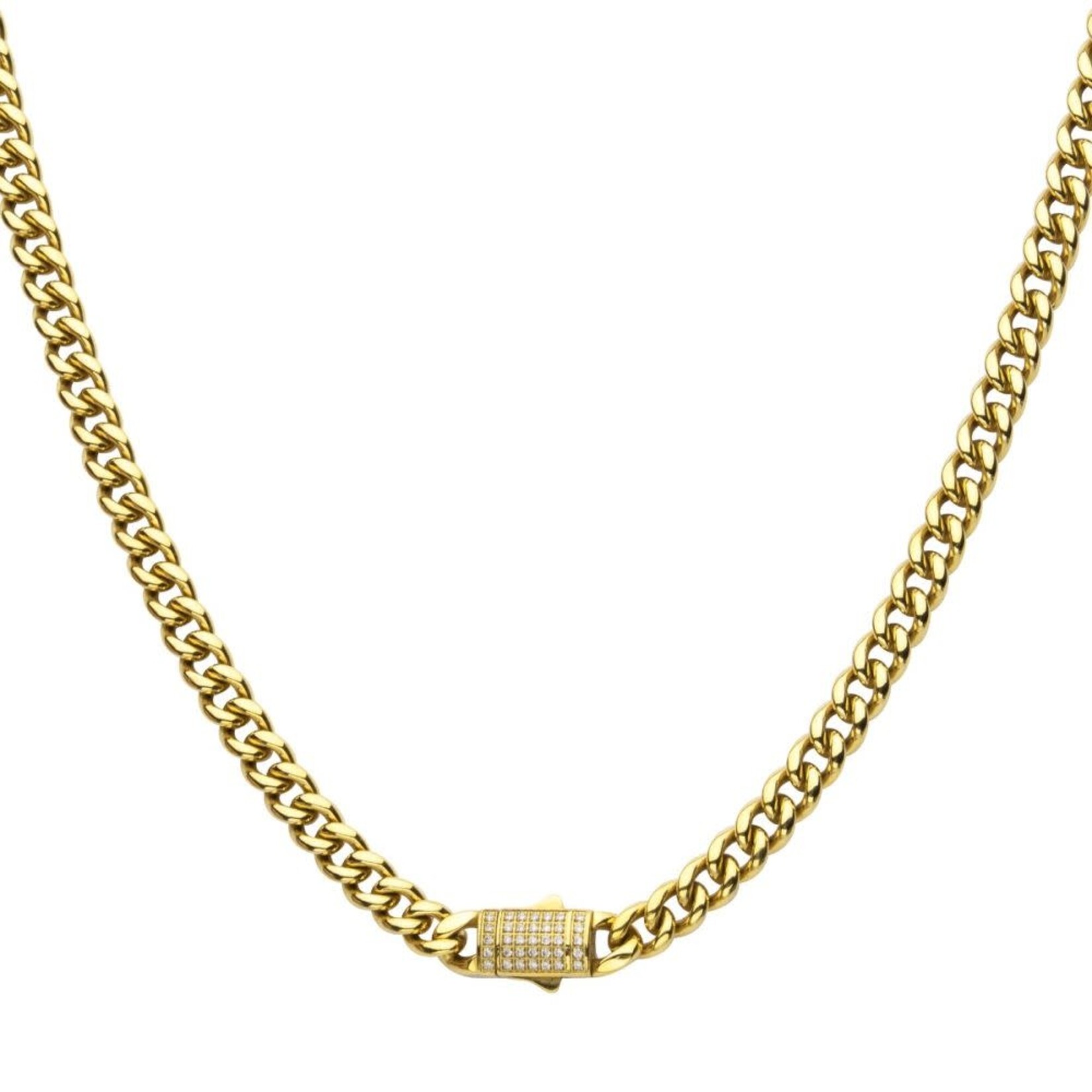 Inox 6mm 18K Gold Plated Miami Cuban Diamond Clasp 22"