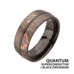 Inox Double Flat Etched Niobium SuperConductor Black Zirconium Comfort Fit Ring