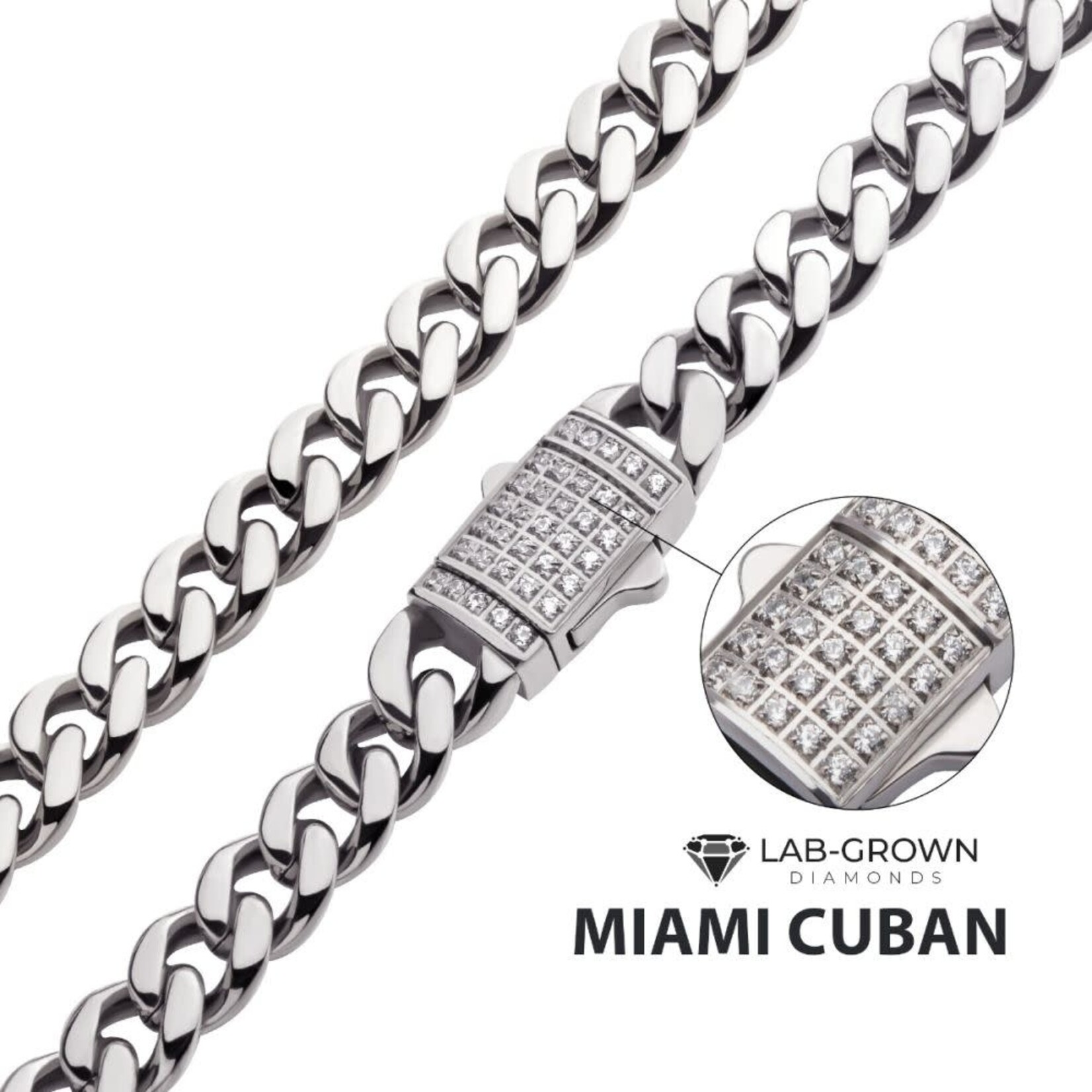 Inox 6mm Miami Cuban Diamond Clasp 22"
