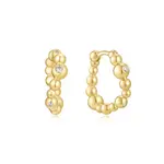 Ania Haie Gold Bezel Beaded Curved Huggie Hoop Earrings