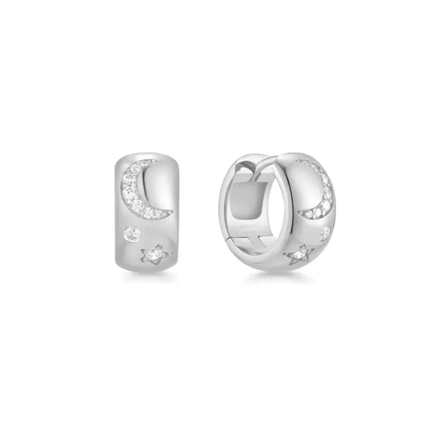 Ania Haie Silver Celestial Chunky Huggie Hoop Earrings