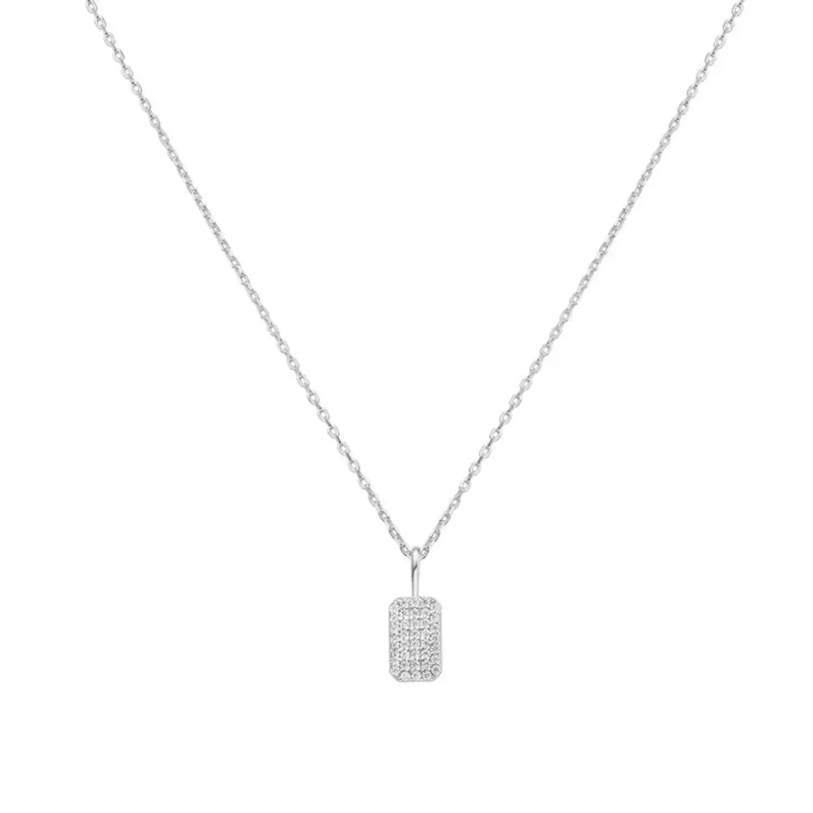 Ania Haie Silver Pavé Rectangle Pendant Necklace