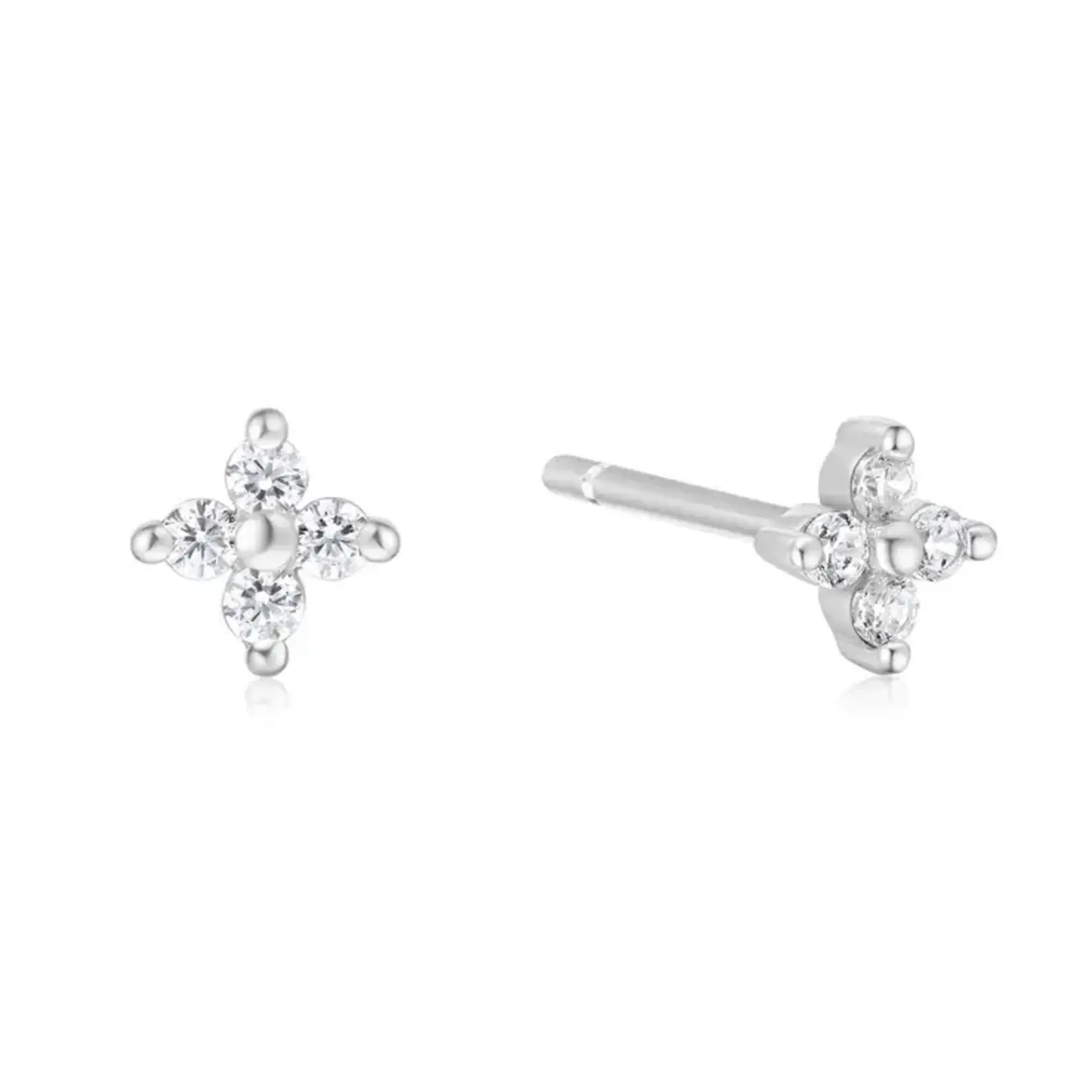 Ania Haie Silver Four-Petal Stud Earrings