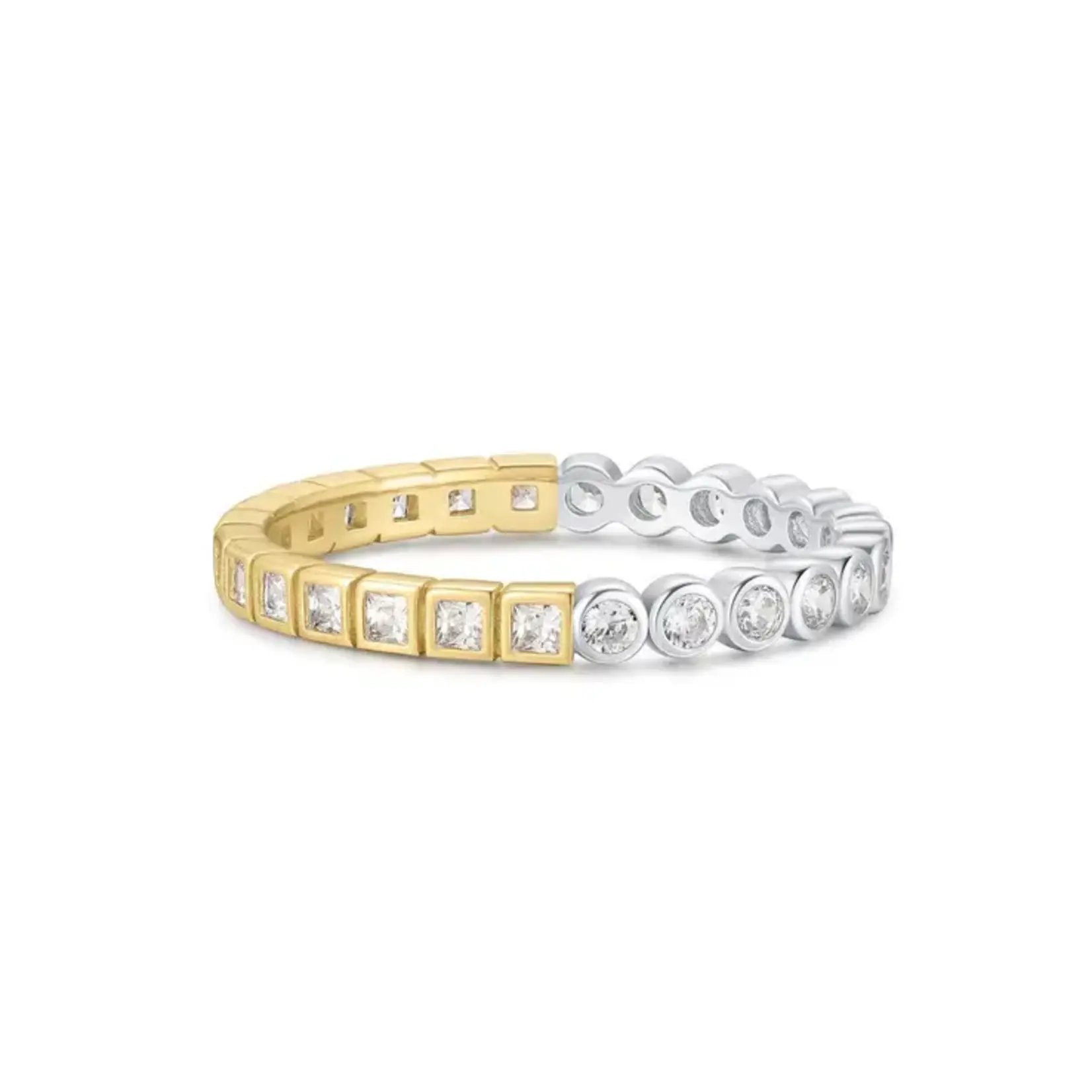 Ania Haie Two-Tone Square and Circle Bezel Ring 7.5