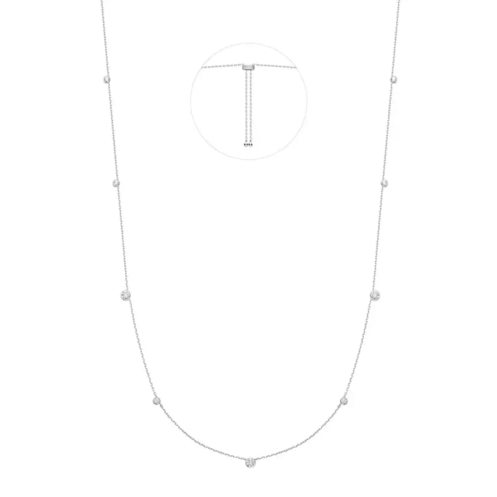 Ania Haie Silver Bezel Cubic Zirconia Station Bolo Necklace