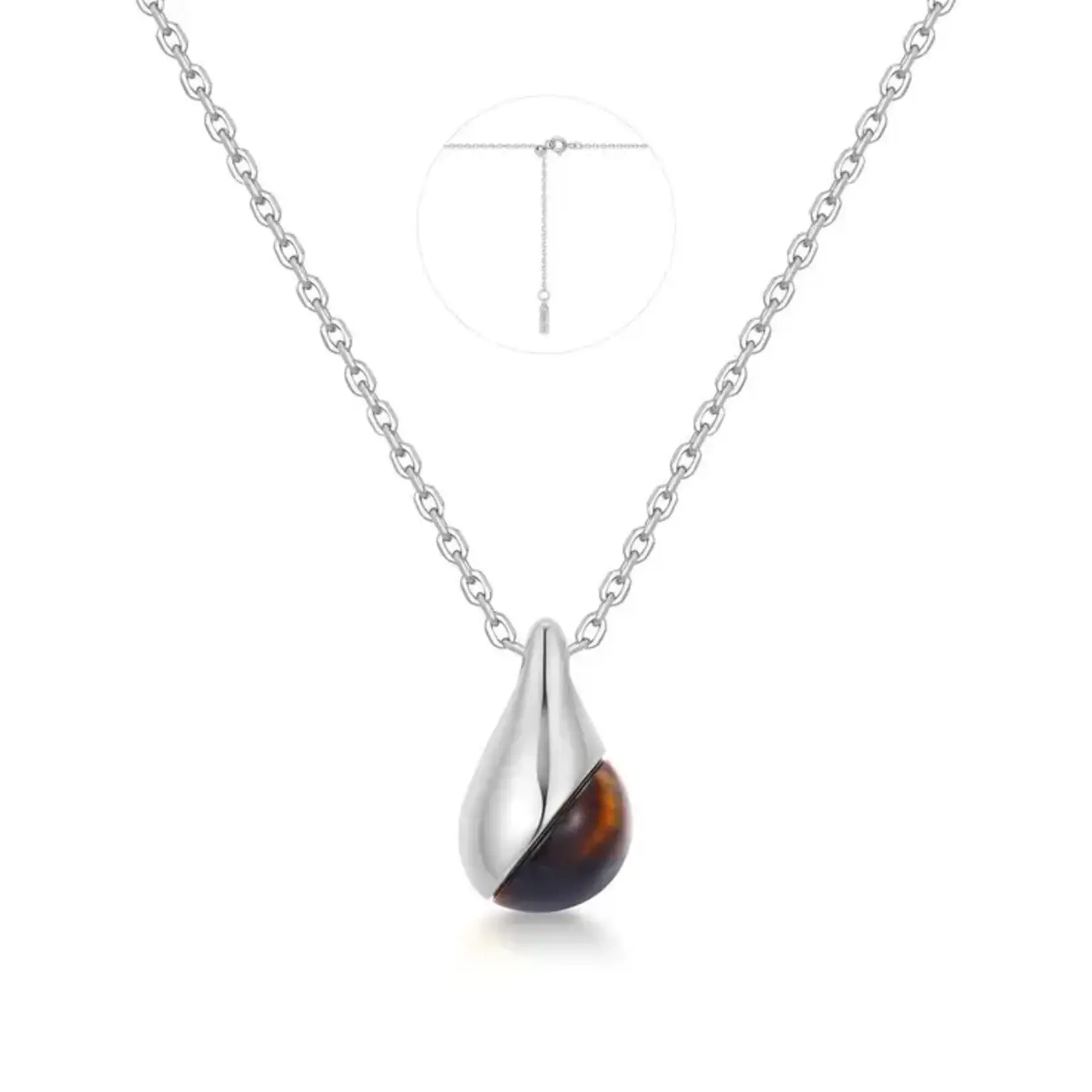 Ania Haie Silver Tiger Eye Droplet Pendant Necklace