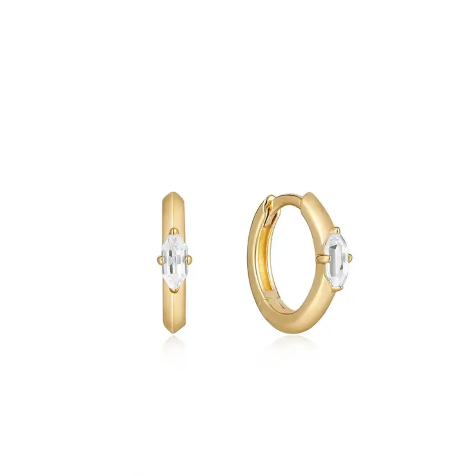 Ania Haie Gold sparkle emblem huggie hoop earrings