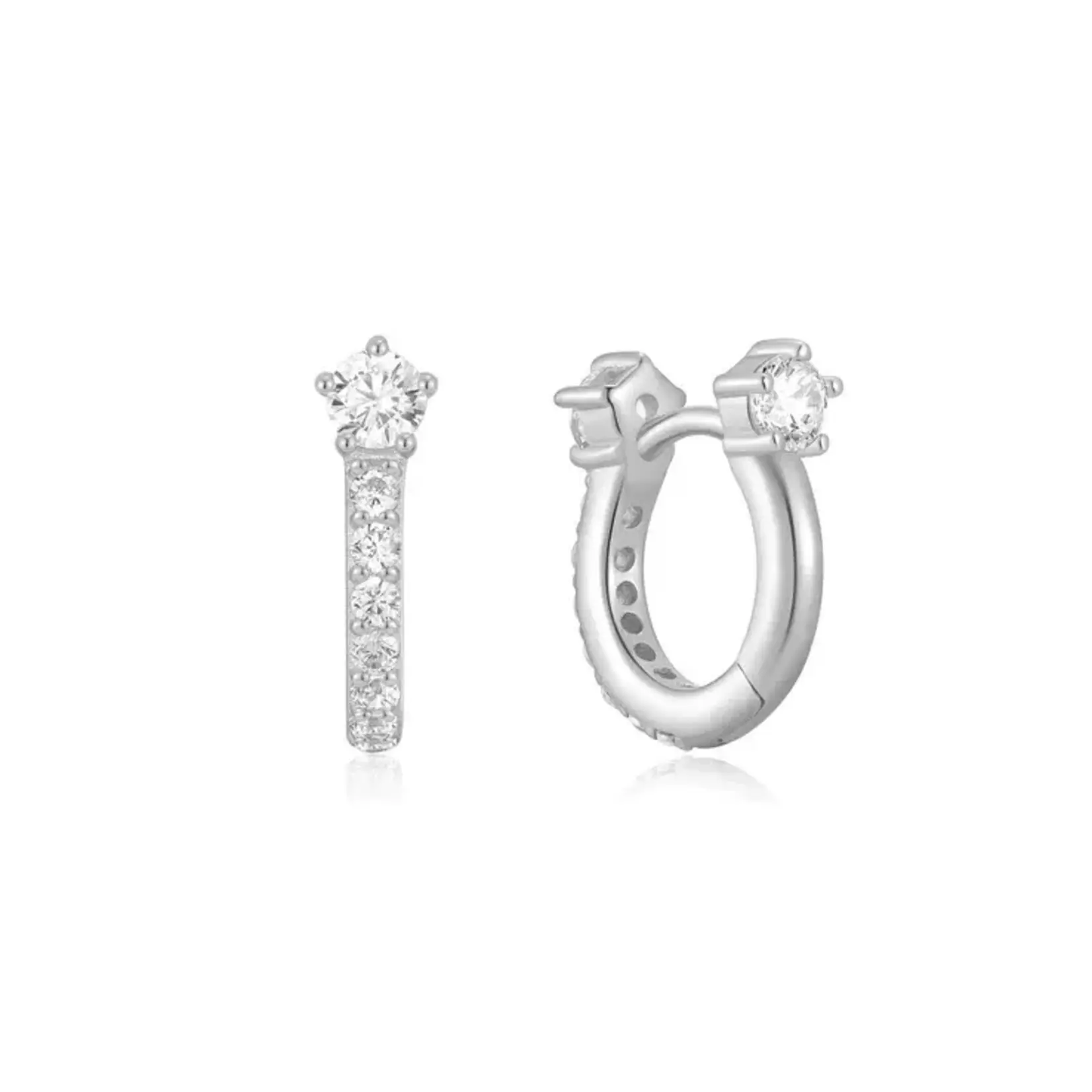 Ania Haie Silver Sparkling Pavé Huggie Hoop Earrings