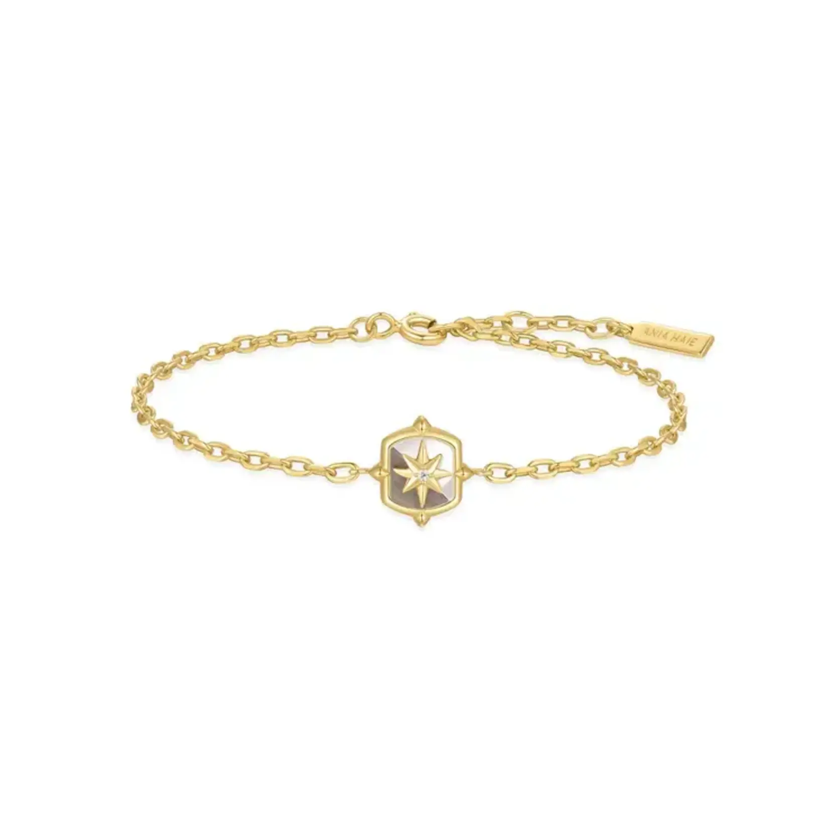 Ania Haie Gold Colour-Block Mother of Pearl Star Bracelet