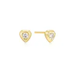 Ania Haie Gold Sparkling Shield Stud Earrings